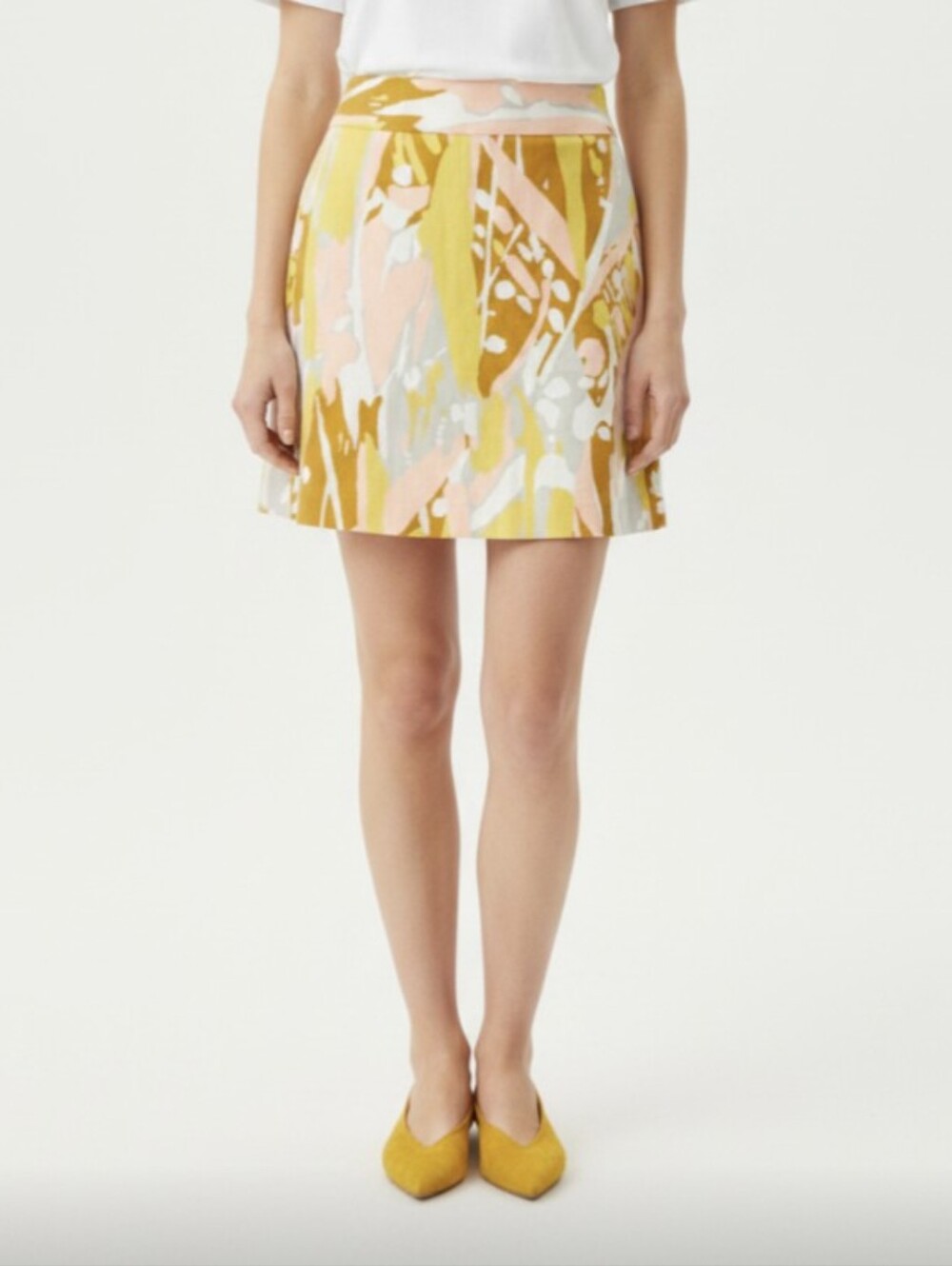 J. CREW! PASTEL PINK, GRAY & MUSTARD BOTANICAL PRINT CHINO MINI-SKIRT! SZ 4